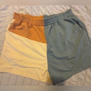 Amazon Women's Colorblock Athletic Shorts - Orange, Cream, Blue